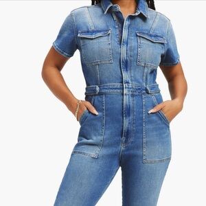 NWT - Good American Bootcut Denim Jumpsuit
